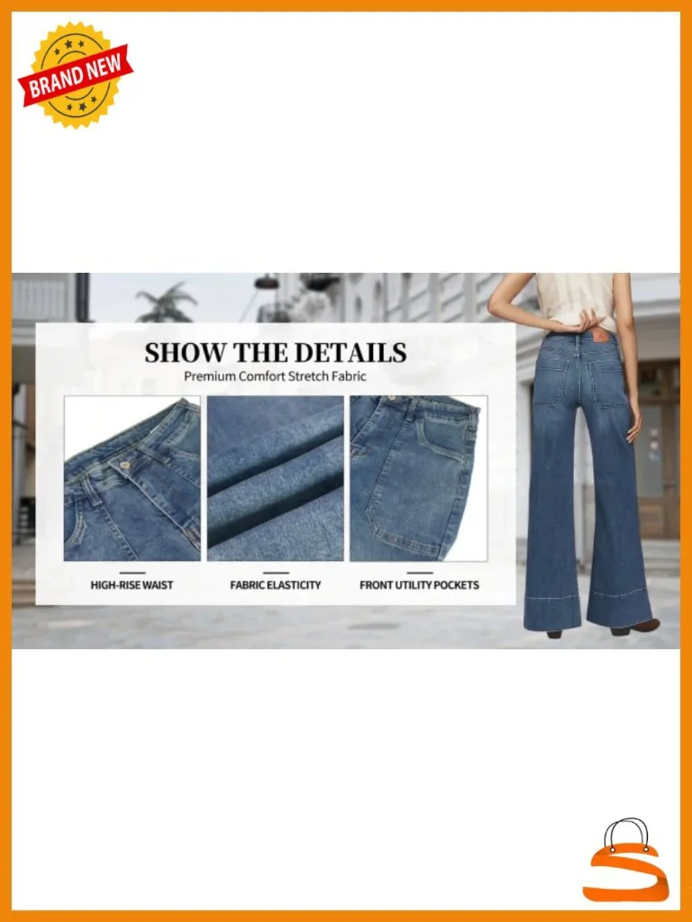High Waisted Wide Leg Baggy Jean with Front Pockets